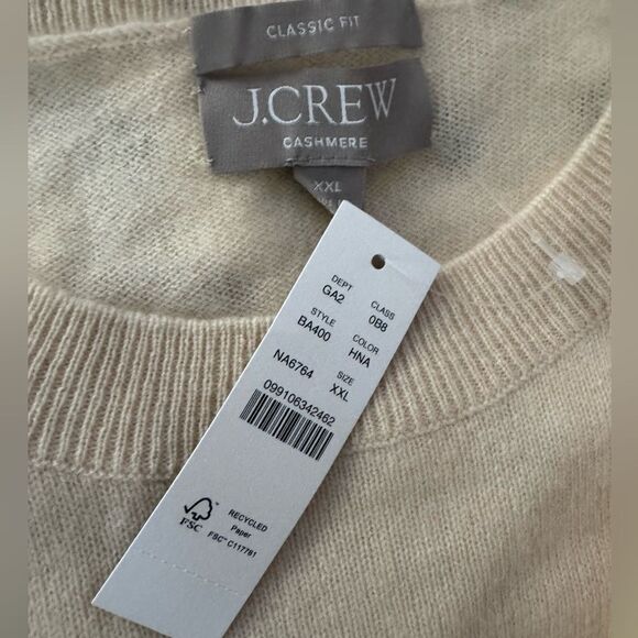 NWT J CREW Cashmere classic-fit crewneck sweater in Hthr Natural - Picture 5 of 6